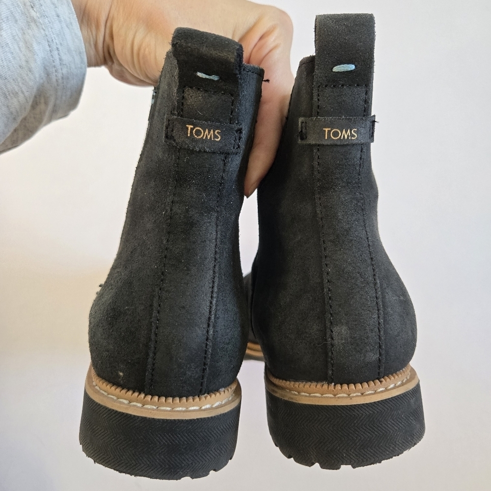 Toms Dakota black suede chelsea ankle boots sz 7 - Picture 6 of 6
